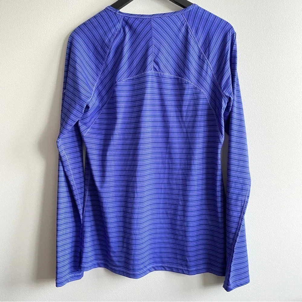 Eddie Bauer M Purple and Navy Striped Long Sleeve Running Top